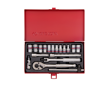 1/4' socket set inch size with accessories - 18 pc