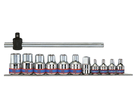 3/8' and 1/2' TORX® socket set on a rail with acce