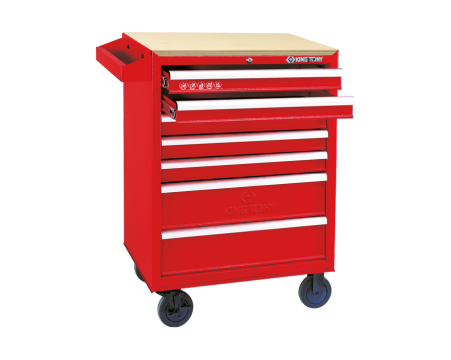 STRENGTH tool trolley with wooden worktop - 7 draw