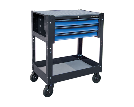 Tool cart with 3 drawers black and blue