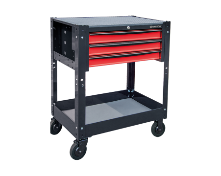 Tool cart with 3 drawers black and red