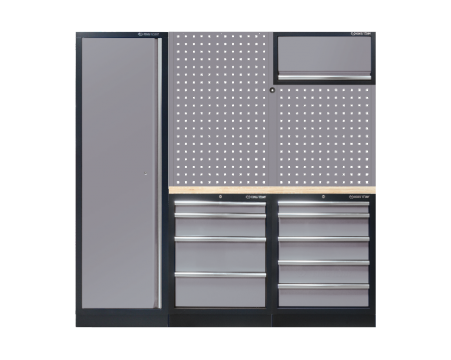 Full workshop storage solution (black/grey/wood) -